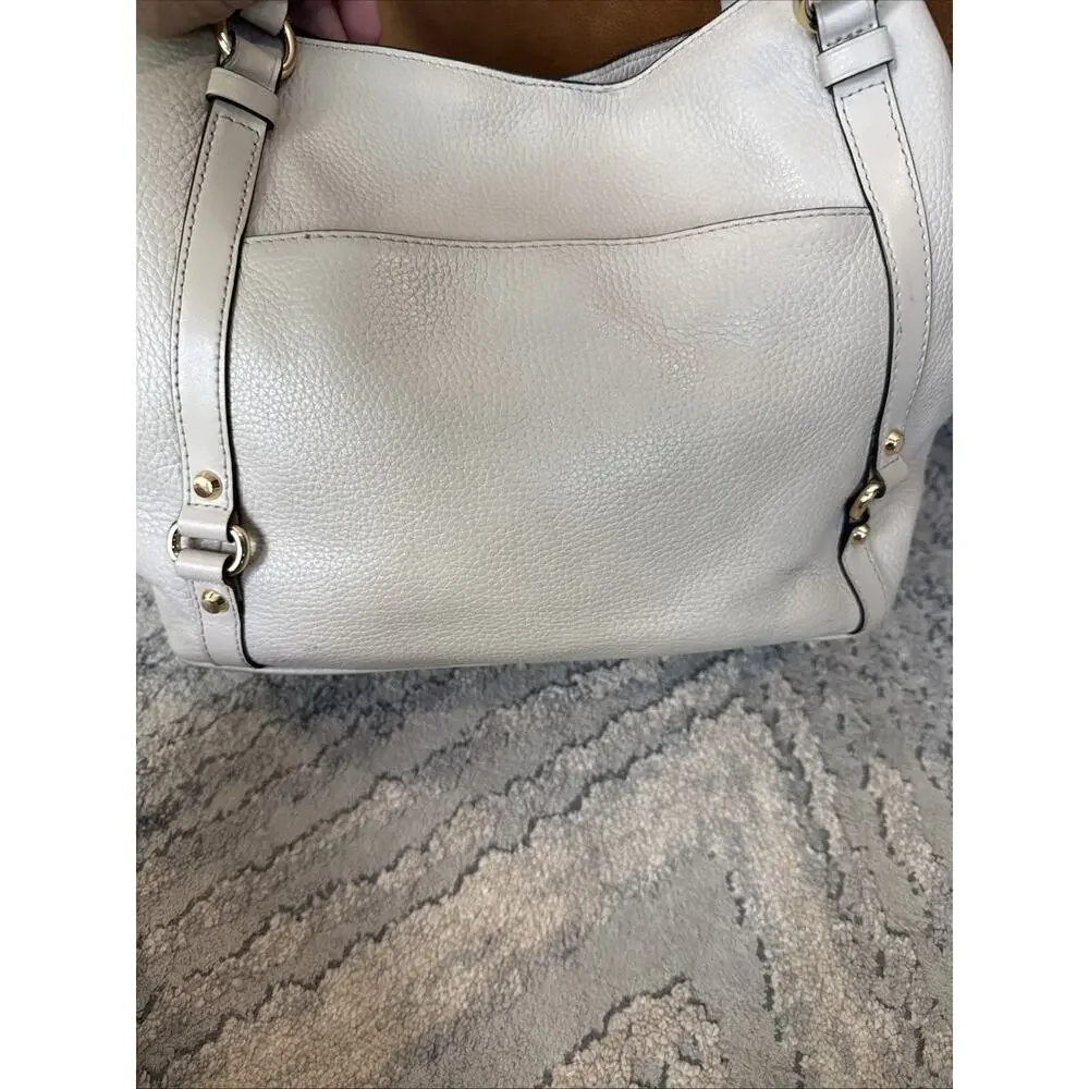 MICHAEL Michael Kors Carrie Large Pebbled Leather Shoulder Bag, Light Sand